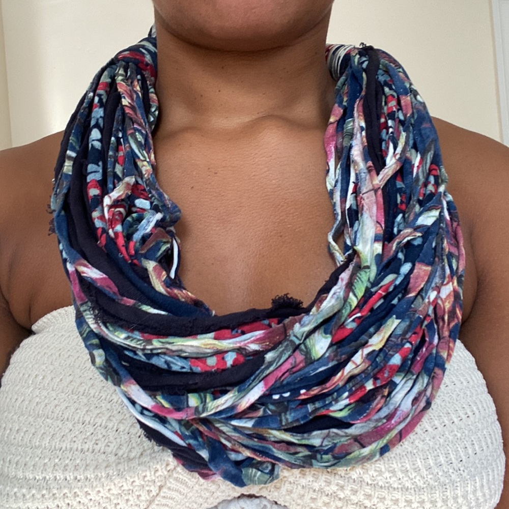 Funky Shredded Cloth Layered Necklace- Like New!
